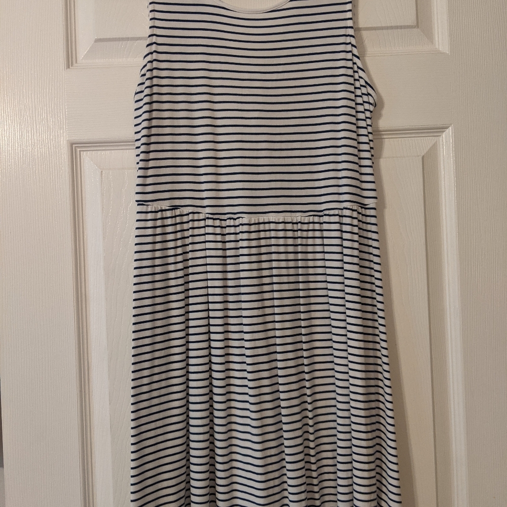 White/Navy Stripe Tank Dress